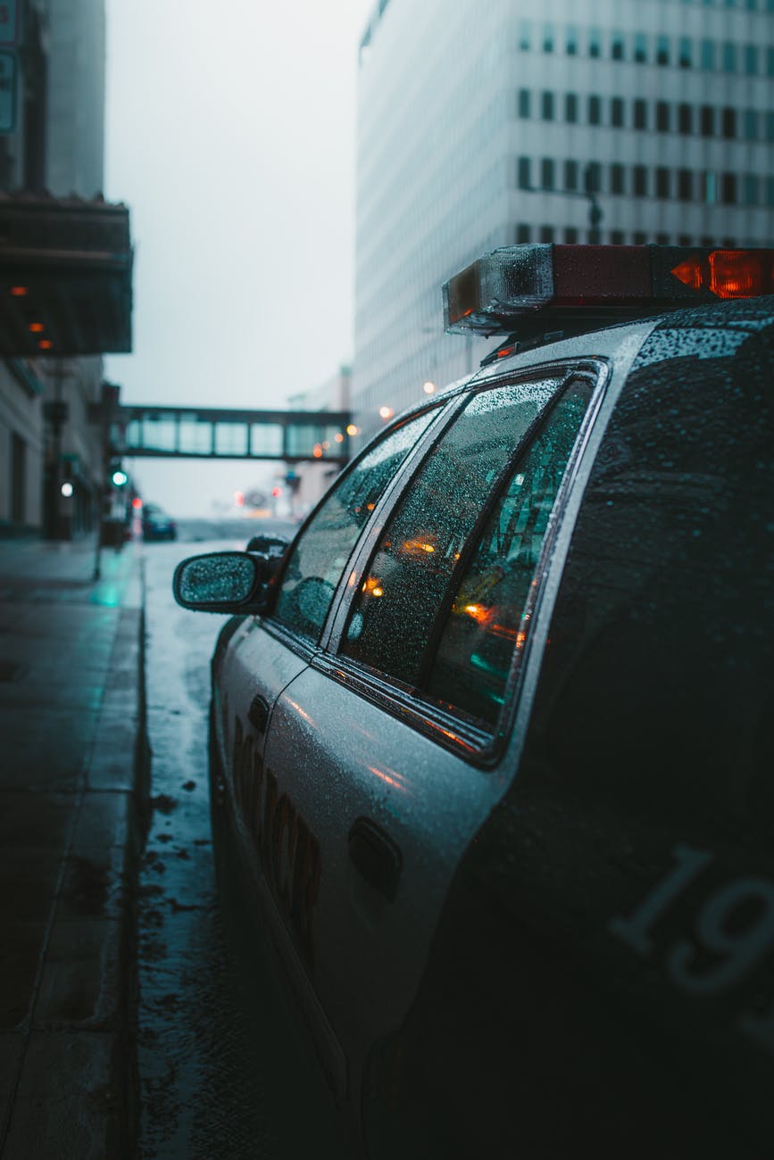 police car on road