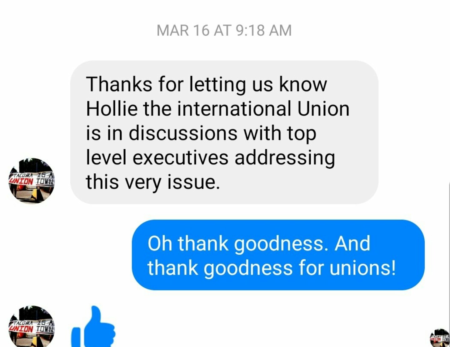 Union response
