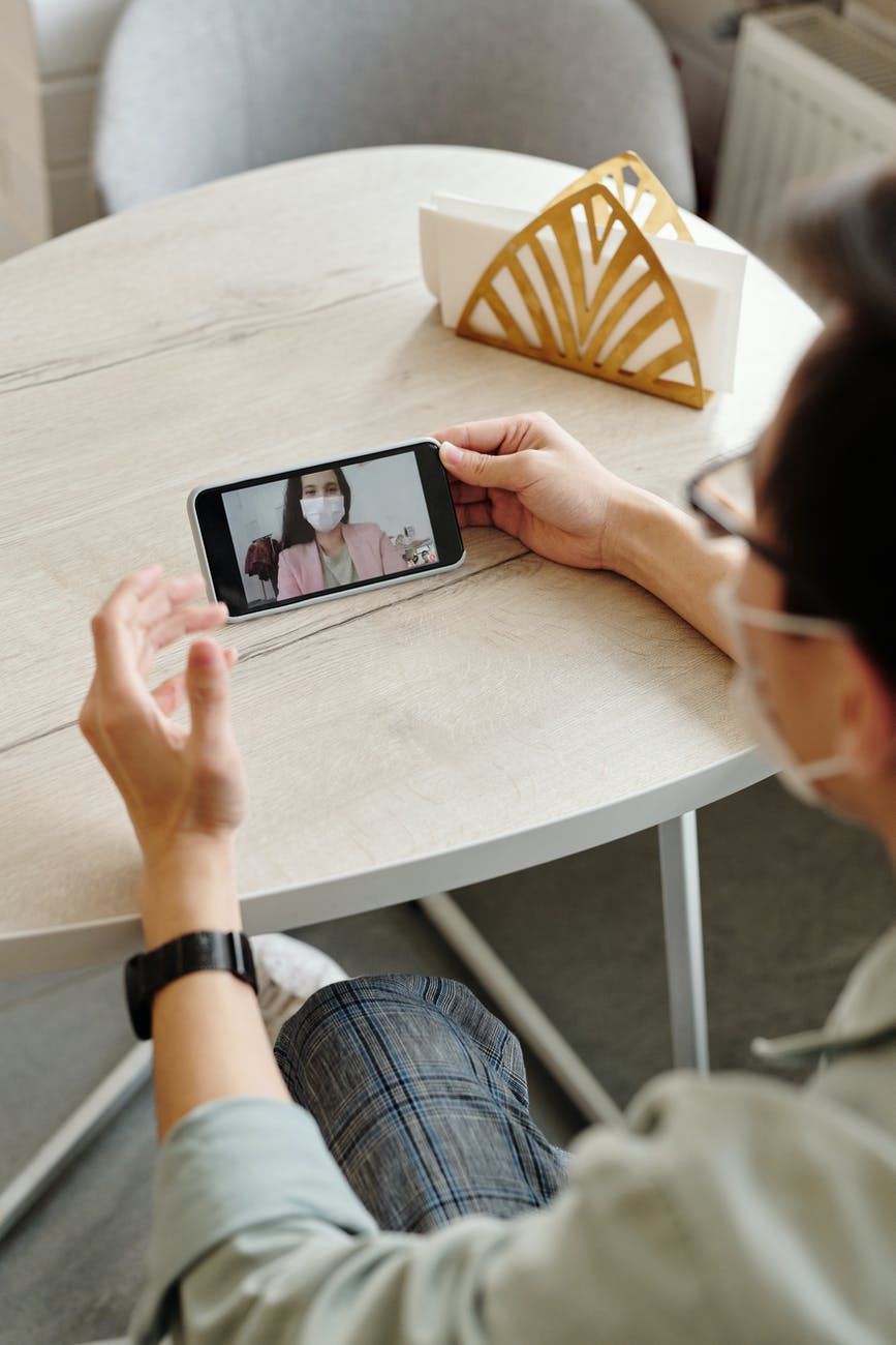 man having a video call on his phone